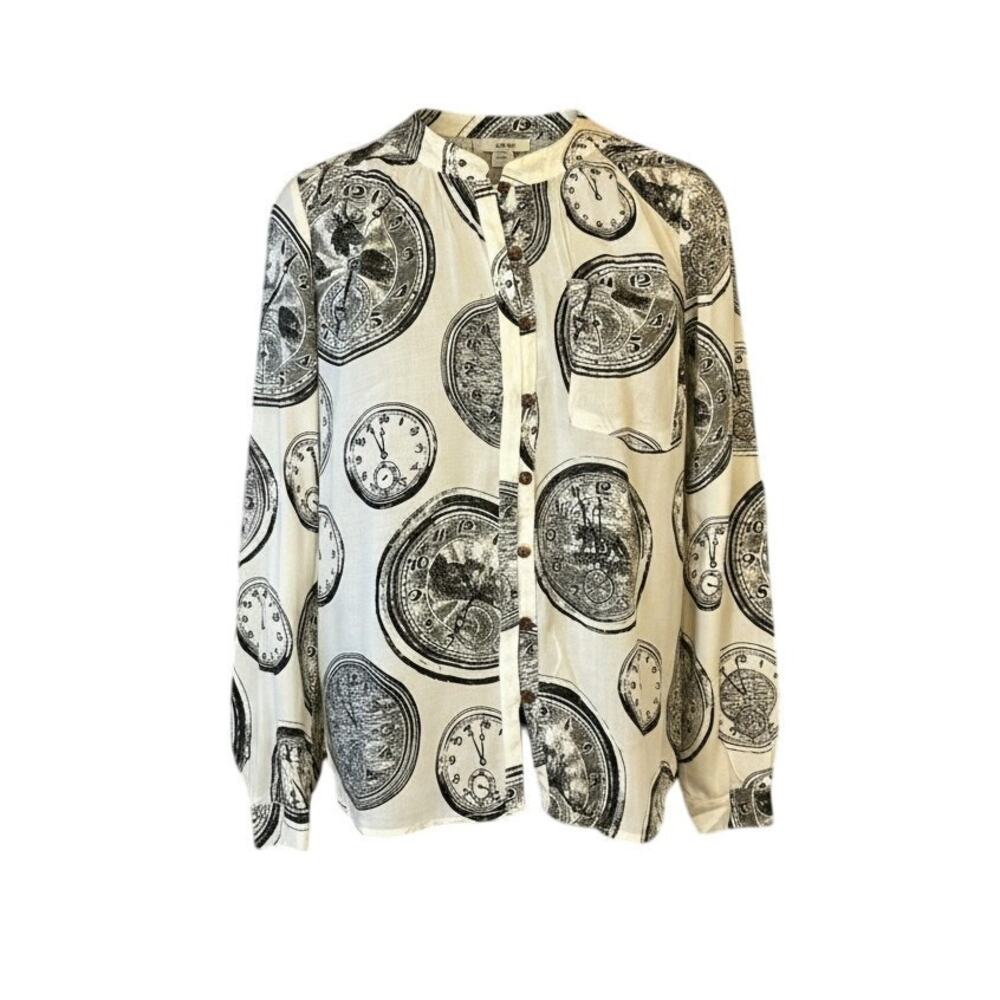 Anthropologie Conversations Limited Edition Clock Print Blouse #27 Size 0